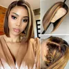 fashion girl blonde bob amber Medium Brown mid-point Synthetic Wigs Women's hair short Straight Hairs with bangs for black women j33