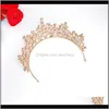 Tiaras Luxury Red Color Handmade Linestone Big Crown Girls Women Tiara Party Headband Bride Headdress Hair Accessories thqrc vj9mn