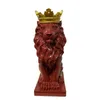 Abstrakt Crown Lion Skulptur Hem Office Bar Male Lion Tro Resin Staty Modell Hantverk Ornament Animal Origami Art Decor Gift x0710