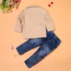 Ensemble de vêtements pour enfants Printemps Automne Bébé Garçon ensembles de vêtements Costume garçon Vêtements d'extérieur pour enfants Manteau + Chemises + Jeans 3pcs ensemble Casual