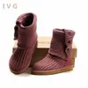 Women Winter Boots Australia Klasyczna wysoka wełniana wełniane buty śnieżne Grubszy zakręt, aby pomóc wełnianej IVG Rozmiar 36-41 Buty turystyczne dla kobiet z W0vy#