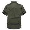 AFS ZDJP Mannen 2018 Nieuwe Zomer Mannen Militaire Militaire Korte Mouwen Shirts Katoen Ademend Ademend Chemise Homme Losse Leger Shirt G0105