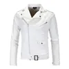 veste de motard en cuir blanc hommes