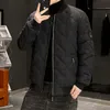 Korean Fashion Autumn Winter Bomber Jacket Men Thicken Baseball Diamond Shape Designed Stand Collar Casual 220301
