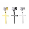 Dangle Cross Earring Zircon Rostfritt stål Dangling Hip Hop Body Piercing Smycken