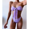 Bogenknoten Bikini Sexy Bademode Frauen Bandeau Push Up Badeanzug Weibliche Hohe Taille Badeanzug Sommer Strand Tragen Schwimmen 210521