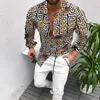 Men Chain Printing Casual Shirts Fashion Long Sleeve Cardigan Lapel Neck Youth Shirt Designer Male Autumn Brand Single Breasted Loose Tops
