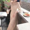 Fairy Vintage Dress Women Evening Party Elegant Midi Dress Kvinna Broderi Blommig Designer Drees Korean Summer 210521