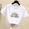Koreański Lato T Shirt Kobiety Topy Biały T Odzież Z Krótkim Rękawem Bawełniana Dziewczyna Haftowane Zwierzęta Tee Femme 210507