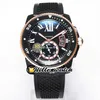 TWF F5 Caliber De Dive WSCA0011 Cal 1904-PS MC automatisch herenhorloge Super lichtgevende keramische bezel Romeinse Mark blauwe wijzerplaat rubberen Watch212z