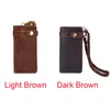 Wallets Men Women Wallet Casual Leather Card Holder Daily Covered Button Soft Portable Billfold With Lanyard Vintage Rectangle Long