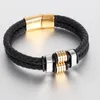 Bracelet en cuir tressé pour hommes, classique, rétro, mode, boucle simple, Double alliage, cadeau pour hommes