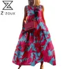 Frauen Kleid Ärmelloses Gedruckt Böhmen Sexy Lange Druck Floral Maxi es Sommer Mode Plus Größe Strand es 210524
