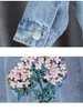 Spring Autumn Kids Denim Jackets for Girls Baby Flower Embroidery Coats Fashion Children Outwear Ripped Jeans 1-5Y 211204