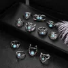 Jewelry exaggerated Turquoise crescent owl 1 alloy set ring