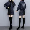 Herbst Winter Elegante Runway Tweed Zwei Stück Set Frauen Plus Größe Langarm Mantel Reißverschluss Strickjacke und Minirock Anzug Outfit 210513