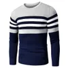 4xl Mężczyźni Jesień Dorywczo Paski Gruby Polar Bawełna Sweter Swetry Mężczyźni Outfit Moda Vintage O-Neck Płaszcz Sweter Mężczyźni 210818