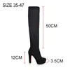 Mode Femme Sur Les Bottes Au Genou Hiver Hautes Femmes Plateforme Talons Longues Dames Chaussures Plus Taille 47 210911