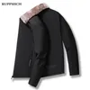 Autumn Winter Fleece Jackets Men Business Casual High Quality Middle-aged And Elderly Stand-up Collar M-8XL 220301