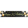 Black Gold Happy Birthday Banner Balloon Flag Adult 30th 40th 50th 60th Party Decoration Supplies Bunting Anniversary