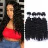 Deep Wave Bundel Peruaanse krullende maagdelijk Human Hair Extensions 3 4 Bundels Dubbel weefsel 8-26 inch