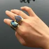 Borosa Rainbow Titanium Faceted Claw Copper Gold-Color Łzy Kształt Kształt Szampana Druzy Ring