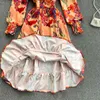 Women's Spring Fashion Europe Station Peter Pan Collar Puff Sleeve Ruffle Dress D0117 210506