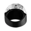 ZMZY Fashion Black Grandi anelli per le donne Gioielli da sposa Big Crystal Stone Ring Anelli in acciaio inossidabile 316L 210701