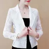 Long Sleeve V-neck Cardigan Woman Jacket 3XL 4XL Plus Size Jacket Women Hollow Lace Jacket Black White Coat Women Jackets D105 210602