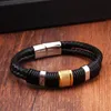 Charm Bracelets Handmade Genuine Leather Weaved Double Layer Men Bangles Casual Sporty Chain Link Fashion9829111