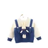 Bambino Del Bambino Dei Capretti Delle Neonate Autunno Del Manicotto Pieno Patchwork di Lavoro a Maglia Top Bambini Vestiti di Moda 3D Orso Maglione 1-6Y Y1024