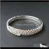DROP DOBRY 2021 2 Rząd ślub świąteczny Spirala kryształ kryształowe bransoletki Bangle Sier and Gold Splated Jewelry Akcesoria dla kobiet