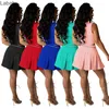 Kadın Eşofman İki Adet Set Deisgner Ince Seksi Kolsuz Mandy Elbise Düz Renk Spor Eğlence Çok Renkli Yelek Etek 5 Renkler Suits