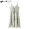 Sexy Sling Holiday Summer Beach Dress Kobiety Sznurek Backless V Neck Floral Print Plus Size Casual Short Vestido 210430