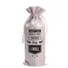 Portable Linen Fabric Red Wine Gift Wrap Bags Wine Bottle Package Drawstring Bag