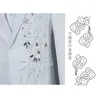 白い結婚式の新郎のスーツパンツ男性スリムフィットワンボタンスパンコール刺繍タキシードスーツメンズラペルステージコスチュームTraje Hombre 210522