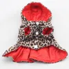 Vestuário cão animais de estimação cães leopardo padrão tutu casaco vestido cachorrinho hoodies ambos os lados usam roupas de inverno para roupas pequenas