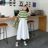 コロバフハイウエストヒップAラインスカート女性夏の新しいレトロな緩いソリッドJupe Femme野生のポケットデザインファルダスMujer 210430