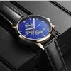 Sinobi Fashion Multifunction Men's Wristwatches Black Leather Strap Luxury Males Business Quartz Watch Dropshipping Montre Homme Q0524
