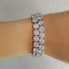 Chaîne à maillons de luxe Bracelets de mariage en diamant simulé pour femmes Hommes Fiançailles Or blanc 14 carats Rempli Topaze Bracelet de pierres précieuses Bijoux 18 cm