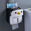 Porta carta igienica Penguin Montaggio a parete Scatola per fazzoletti in plastica impermeabile gratuita Portaoggetti per bagno di casa Creativo portatile 210401