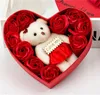 الحب القلب هدية مربع عيد الحب روز الدب حاويات حمراء الصابون الزهور bowknot حالة إرسال صديقة عيد 7 8RZ L2