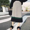 Beiyingni Maxi Femmes Jupe Sort Couleur Vintage Automne Hiver Épais Chaud Tricoté Chic Casual High Street Long Mode Midi Jupes 210416