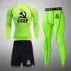Man Sportkläder Kompression Sports kostym Snabbtorkande Fitness Training MMA Termisk Underkläder Man Jogging Running Clothes 211006