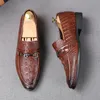 2021 mode motif crocodile pointu sans lacet appartements décontractés Oxford chaussures de retour pour hommes charme robe de mariée chaussures de bal