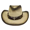 Bottone da cowboy Uomo Donna Cappelli da sole Retro Western Riding in pelle Mankind Chapeau Cintura ampia moda semplice cappello a tesa larga unisex G220301
