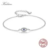 KALETINE Lucky Evil Eye Armband 925 Sterling Silber Armbänder für Frauen Blau Stein CZ Türkei Einstellbar Männer Schmuck KLTB099