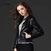 Spring Autumn Women Pu Leather Jacket Long Sleeve Casual Vintage Style Biker Coat Black Soft Faux Washed Jackets 210430