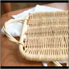 Housekeeping Organization Home & Gardenrattan Tray Double Ear Handmade Bread Basket Tea Dessert Plate Fruit Breakfast Multipurpose Weaving Ta