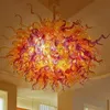 Lâmpada de pingente de vidro de sopro de mão para loja de arte decoração Murano chandelier laranja sombra iluminação Hotel salão lâmpadas de casa AC 110-240V 40 ou 48 polegadas